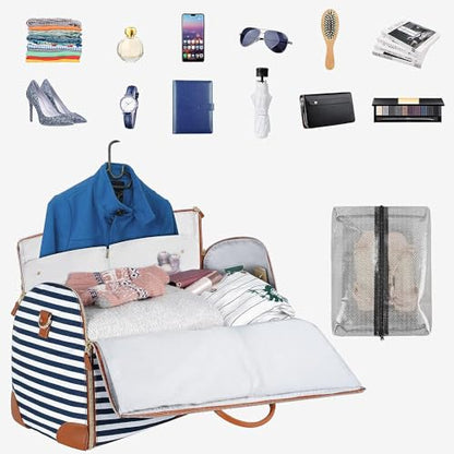 Ytonet Large Convertible Garment Bags for Travel, Waterproof Carry On Bag - color: Royal Blue Stripe, style: Tote