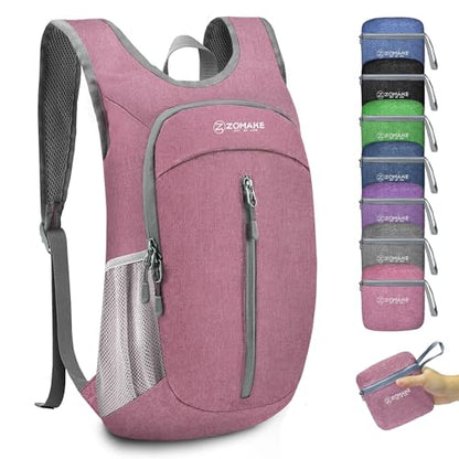 ZOMAKE Lightweight Packable Backpack, 10L Small Foldable Daypack for Hiking - color: Pink A1, size: 10L