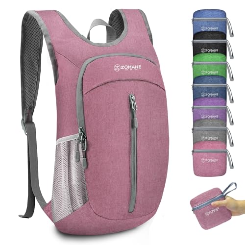 ZOMAKE Lightweight Packable Backpack, 10L Small Foldable Daypack for Hiking - color: Pink A1, size: 10L