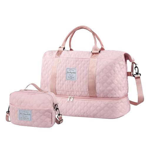 Travel Duffel Bag Weekender Overnight Bag for Women Carry On Gym Bag Travel Essentials - color: 01 Pink
