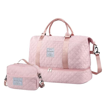 Travel Duffel Bag Weekender Overnight Bag for Women Carry On Gym Bag Travel Essentials - color: 01 Pink