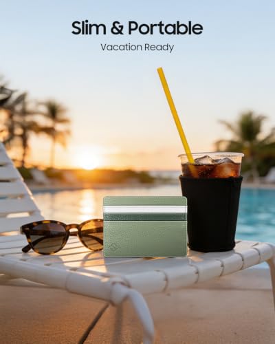 FINTIE Slim Minimalist Front Pocket Wallet RFID Blocking Credit Card Holder - color: gradient green