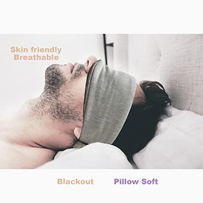 FAN WU Cotton Sleep Mask with Travel Pouch, Zero-Pressure Blackout Mask