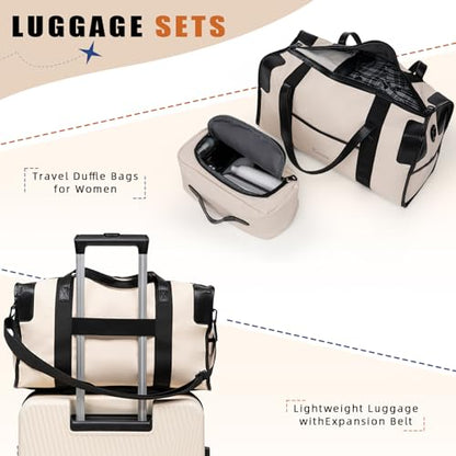 5 Piece Hardshell Luggage Set TSA Lock Spinner Wheels Beige - color: Beige, size: 5 piece