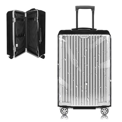 Yotako Upgraded Zippered Transparent PVC Suitcase Cover, No Disassembly Required Clear Luggage Protector for Suitcase Luggage Protector Cover 24''