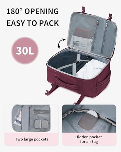 ECOHUB Travel Backpack Airline Approved Under Seat Personal Item Bag - color: Red-2, size: 18 inch underseat