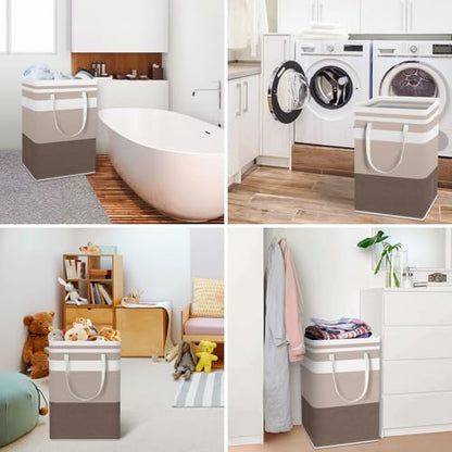 HomeHacks 2 Pack Large Laundry Baskets, Laundry Hampers Bags (Khaki 75Lx2) - color: Brown, size: 75L