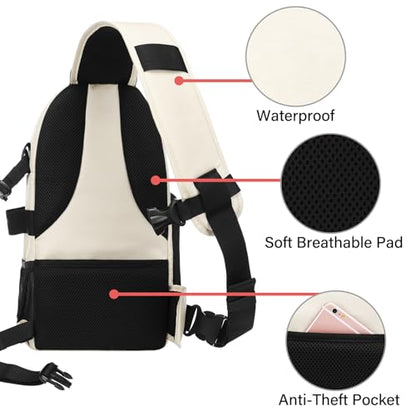 MOSISO Camera Sling Bag, Photography Shoulder Bag Compact Camera Backpack - color: Beige