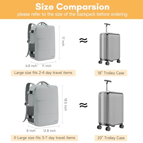 Taygeer Carry On Backpack for Men Women, Travel Backpack with Shoe Pouch - color: Elephantgray, size: X-Large