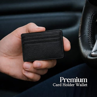 Slim Card Holder Wallet with Cash Pocket, Minimalist RFID Blocking Wallet, Compact Lightweight Everyday Carry Design