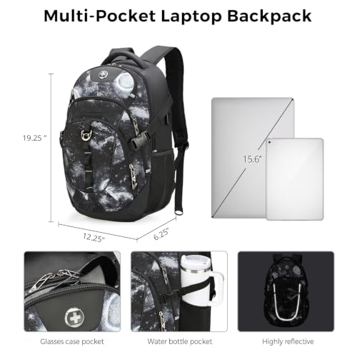 Swissdigital Design Laptop Backpack for Men with USB Charging Port SD803-98 - color: Starry Sky