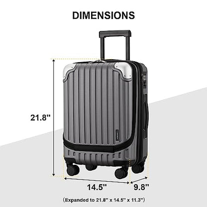 LEVEL8 Carry on Luggage Airline Approved, 20“ Expandable Carry on Suitcase - color: Grey, size: 20 Inch - Expandable