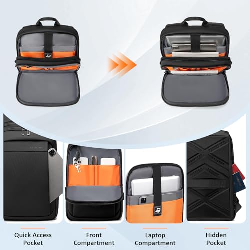 FENRUIEN Slim Laptop Backpack for Men 15.6 Inch, Black - size: 15.6 Inch, style: Commuter Backpack