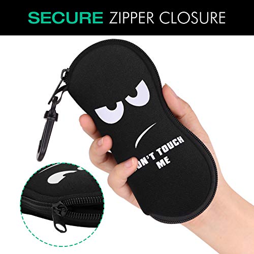 MoKo Sunglasses Soft Case Ultra Light Neoprene Zipper Eyeglass Case for Men Women - color: K-don't Touch Me
