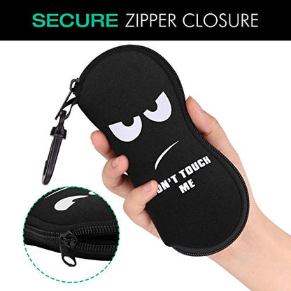 MoKo Sunglasses Soft Case Ultra Light Neoprene Zipper Eyeglass Case for Men Women - color: K-don't Touch Me