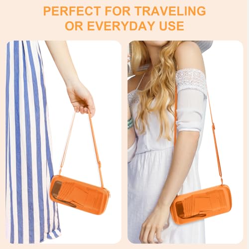 Mini Umbrella for Travel with Case Small Compact Sun Rain Tiny for Purse - color: 1503.Orange