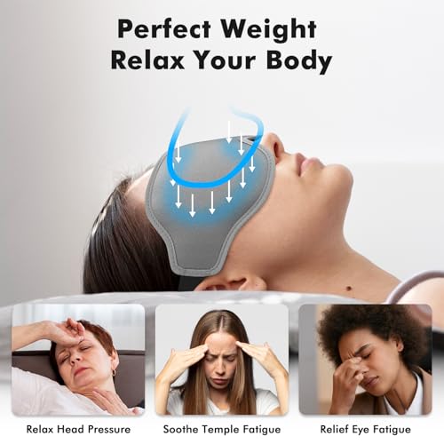 3D Blackout Weighted Eye Mask for Sleep, Eye Cover for Men Women - color: Silver Gray