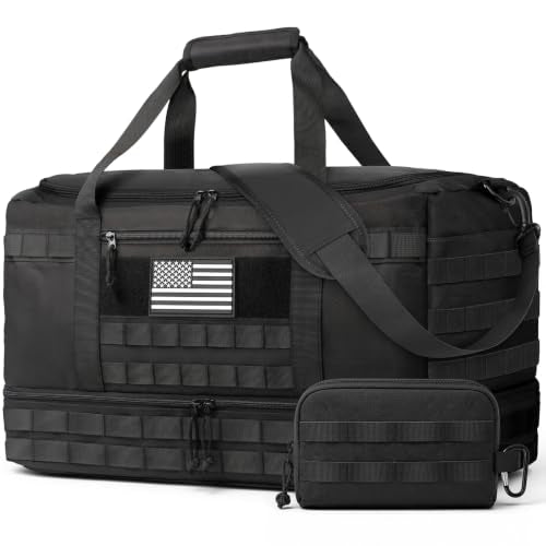 HOTOR Tactical Travel Duffel Bags for Men & Women with MOLLE Toiletry Pouch