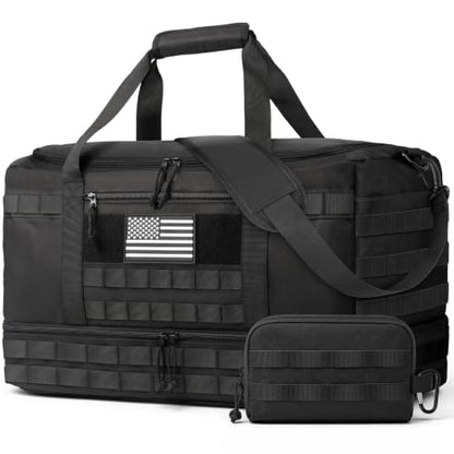 HOTOR Tactical Travel Duffel Bags for Men & Women with MOLLE Toiletry Pouch