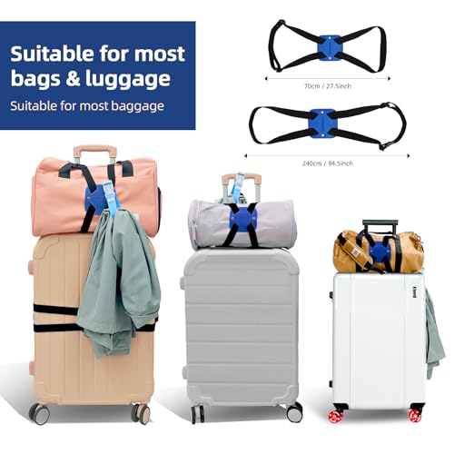 Luggage Straps Bag Bungees, Adjustable TSA-Approved – High Elastic Suitcase Belt for Securing Carry-On (1 Pack Blue) - color: S-Blue