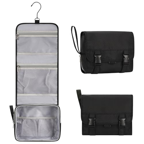 Relavel Small Hanging Travel Toiletry Bag for Men and Women - color: 01 Black, size: Small