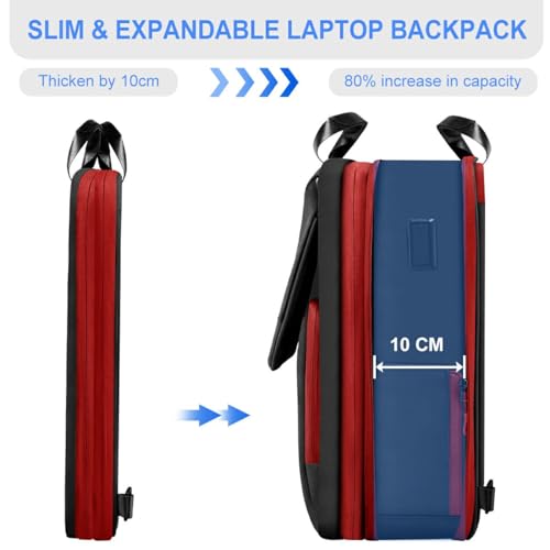 ZINZ Slim & Expandable Laptop Backpack 15.6 16 17 inch,Black Red - color: B01rd01