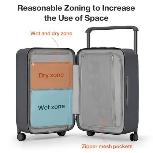 mixi 26 Inch Large Checked Luggage Suitcase with Spinner Wheels Upgrade Wide Handle PC Hard Shell Rolling Travel Suitcase with TSA Lock, Rock Gray - color: Rock Gray
