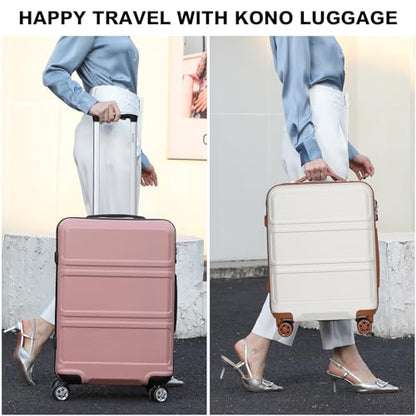 Kono Suitcase Set 3 Piece Luggage Set Expandable with Spinner Wheels - color: Cream White, size: 6-piece set (Db/Tb/12/20/24/28)