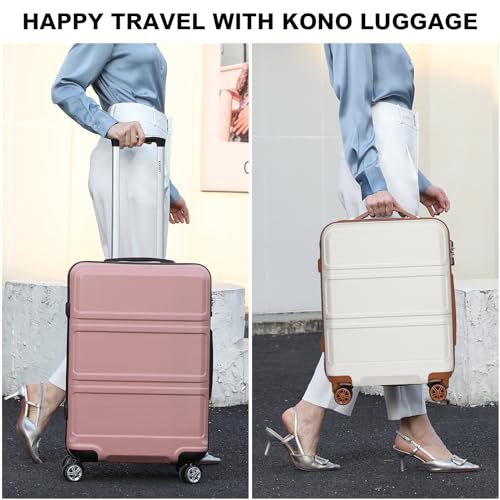 Kono Suitcase Set 3 Piece Luggage Set Expandable with Spinner Wheels - color: Cream White, size: 6-piece set (Db/Tb/12/20/24/28)