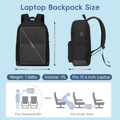 WOLT Travel Laptop Backpack for Men & Women with USB Charging Port - color: All Black