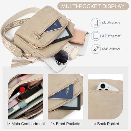 Vegan Leather Crossbody Bags for Women Anti theft Purses and Handbag - color: Cinnamon