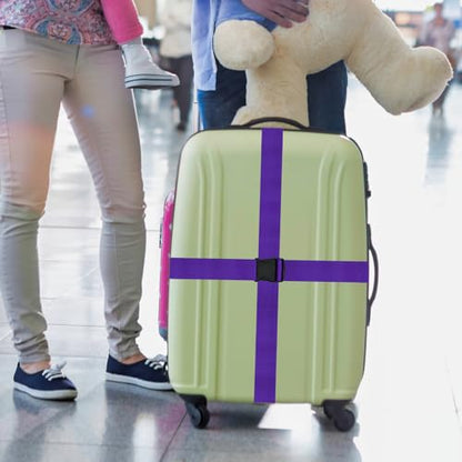 Luggage Straps for Suitcases Travel Belt Suitcase Strap, Heavy Duty with Quick-Release Buckle Suitcase Safe Belt with Name Card, Bright Color Adjustable Luggage Belts, TSA Approved, 4 Pack, Purple - color: 4 Pack_Purple