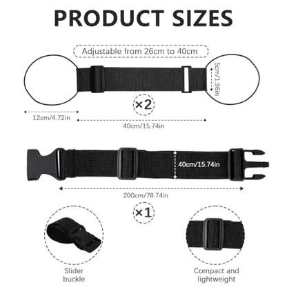 3-Pack Adjustable Luggage Connector Straps, Elastic Strap Set for Suitcase - color: 3-Black