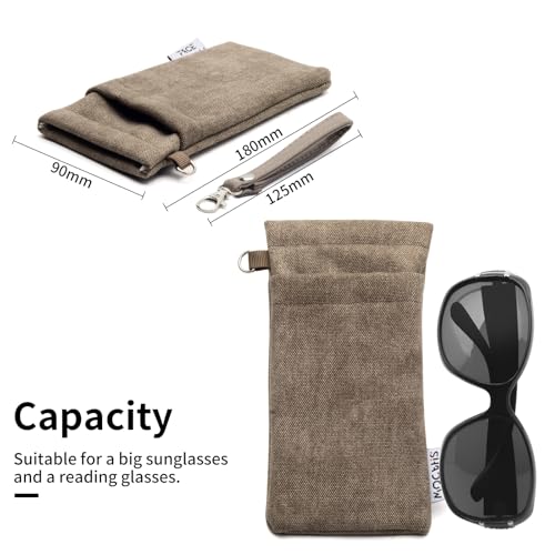 Face Shadow Double Glasses Case Soft Eyeglass Case For Women Men - color: Canvas Brown