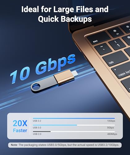 Syntech USB C to USB Adapter Pack of 2, USB 3.0 to Thunderbolt 5/4 Adapter - color: Gold, size: 1.08 X 0.65 X 0.32 Inch