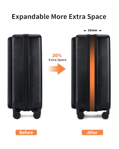 28 Inch Checked Luggage Expandable Top Opening Trunk Luggage with Spinner Wheels, Lightwight Hardside Travel Suitcase for Women Men, Jet Black - color: Jet Black, size: 28 inch Checked-Large