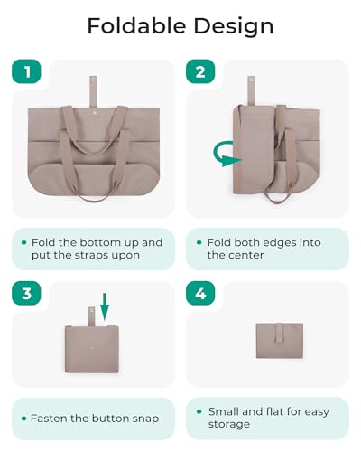 BAGSMART Tote Bag for Women, Foldable Tote Bag With Zipper Travel Shoulder Bag Handbag for Work - color: Grayish Brown