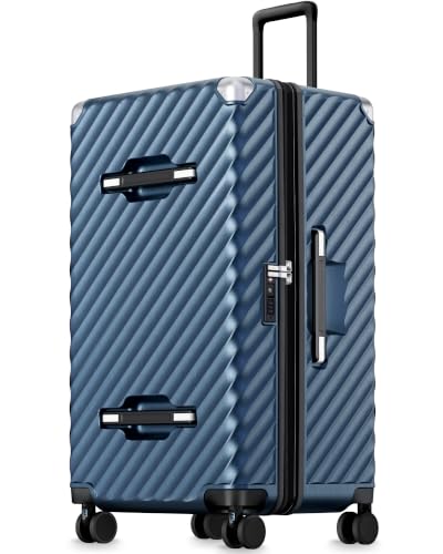 LUGGEX 30 Inch Large Trunk Luggage with Spinner Wheels, Blue - color: Blue, size: Trunk-Large 30-Inch