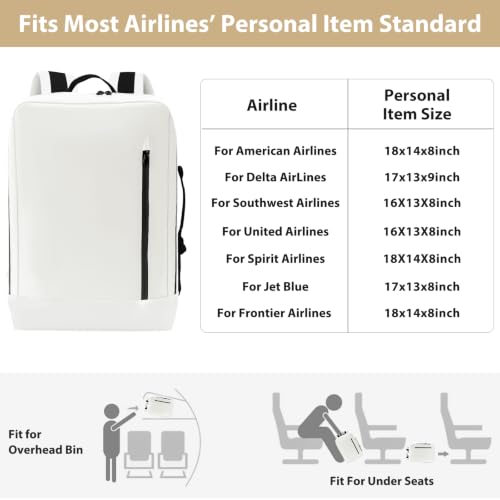 Travel Backpack for 15.6 Inch Laptop, 15L Lightweight, White - color: White, size: 15.6 Inch