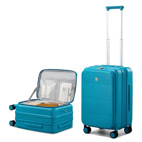 Hanke Hardside Expandable Carry On Luggage, 20 Inch Top Opening Suitcase - color: Caribbean Blue, size: 20 Inch EXT