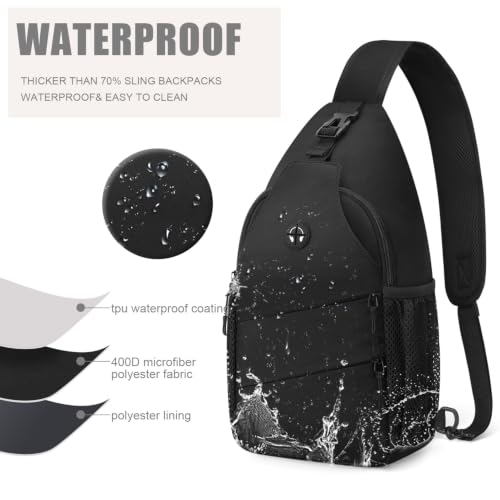 Pritent Crossbody Bags for Women Men Trendy Sling Bag Backpack Casual Chest Bag with Convertible Shoulder Strap - color: Black, size: Medium