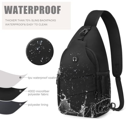 Pritent Crossbody Bags for Women Men Trendy Sling Bag Backpack Casual Chest Bag with Convertible Shoulder Strap - color: Black, size: Medium