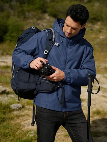 UIQUR Mens Raincoat Waterproof Rain Jacket - color: Navy Blue, size: Small