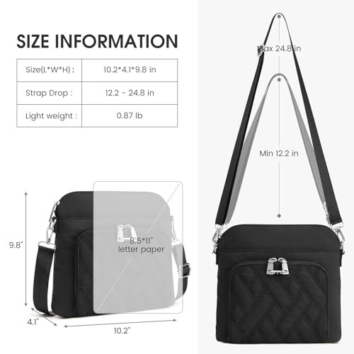 G4Free 여성용 RFID 차단 크로스바디 백, 미디엄 나일론 여행용 지갑, 블랙., 크로스바디 백 - color: 블랙.