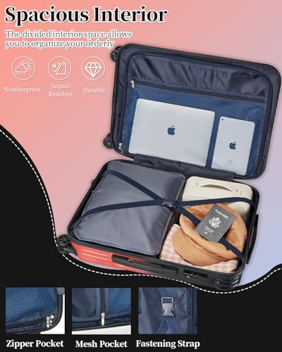 Carry On Luggage 22x14x9 Airline Approved, Suitcases with Wheels - color: Orange, size: S(carry-on-20")