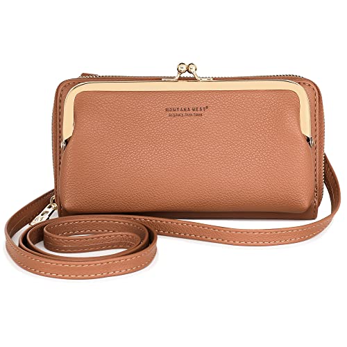 Montana West Crossbody Cell Phone Purse for Women RFID Blocking Cellphone Wallet | Multiple Card Slots, Quilted Phone Bag, Fits Phones Up to 6.9" with Case, Lightweight Everyday Carry, Work to Weekend - color: Wallet Brown