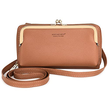Montana West Crossbody Cell Phone Purse for Women RFID Blocking Cellphone Wallet - color: Wallet Brown