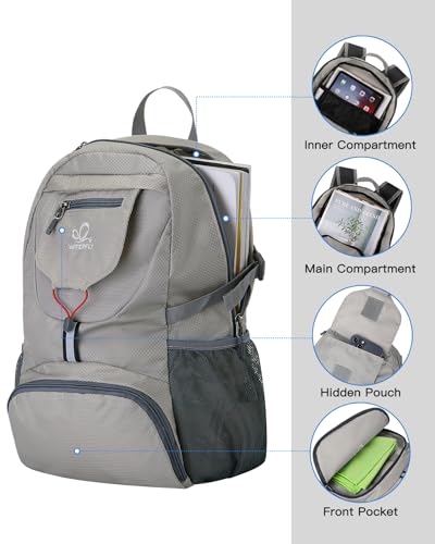 WATERFLY Small Lightweight Packable Backpack: 20l Hiking Daypack Man Woman - color: Grey3