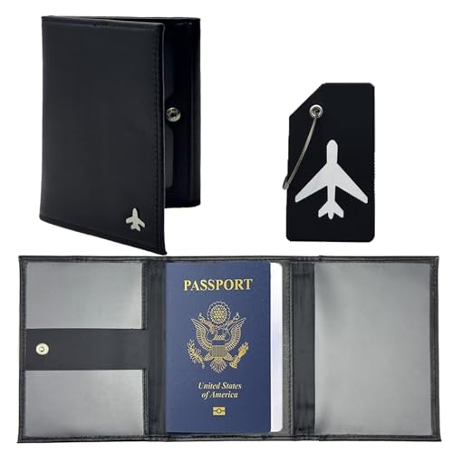 Pilot Wallet Passport Holder: Black Leather Travel Walle - color: Black