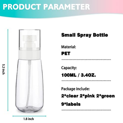 Small Spray Bottles, Plastic Travel Spray Bottle with Fine Mist - color: Mix-6 Pcs, size: 100ML
